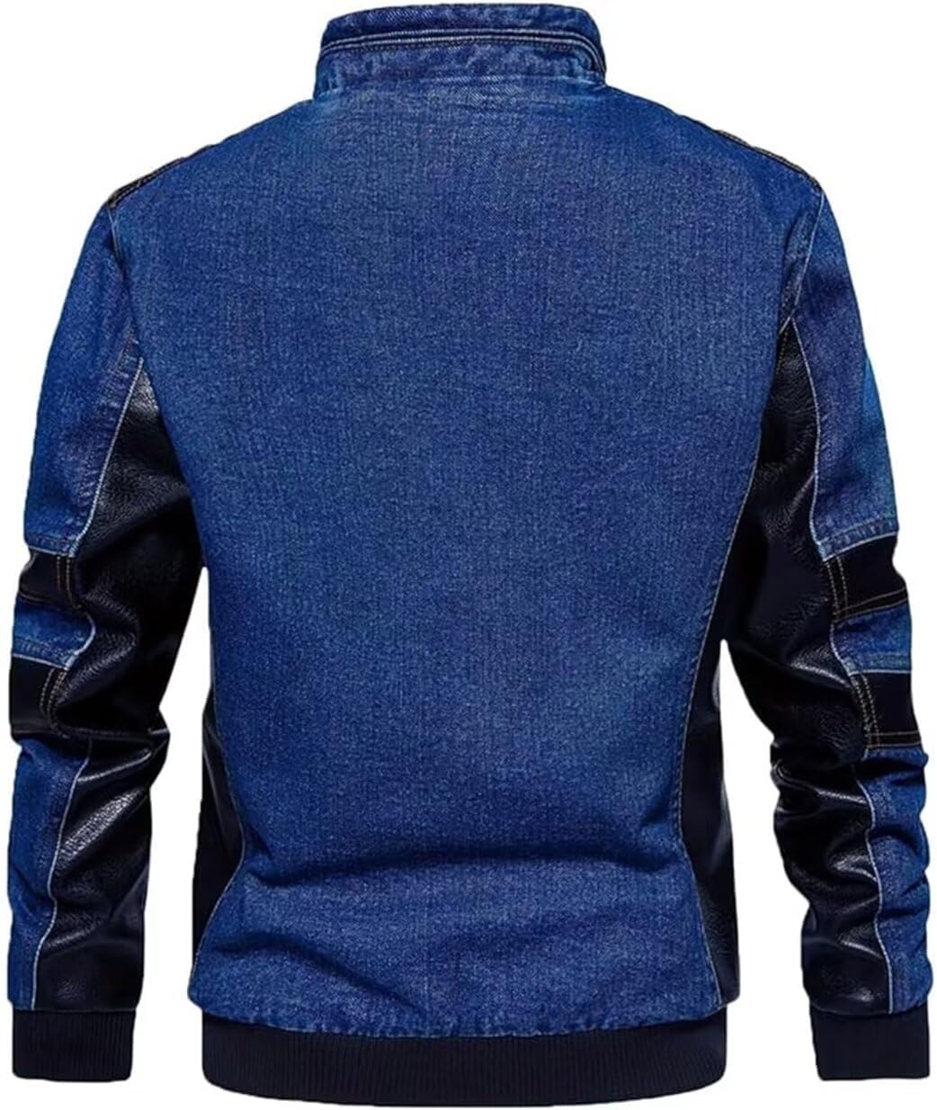 FTIMILD Men's Denim Jacket Vintage Jean Trucker Jacket with Leather Patchwork Multiple Pockets - Image 4