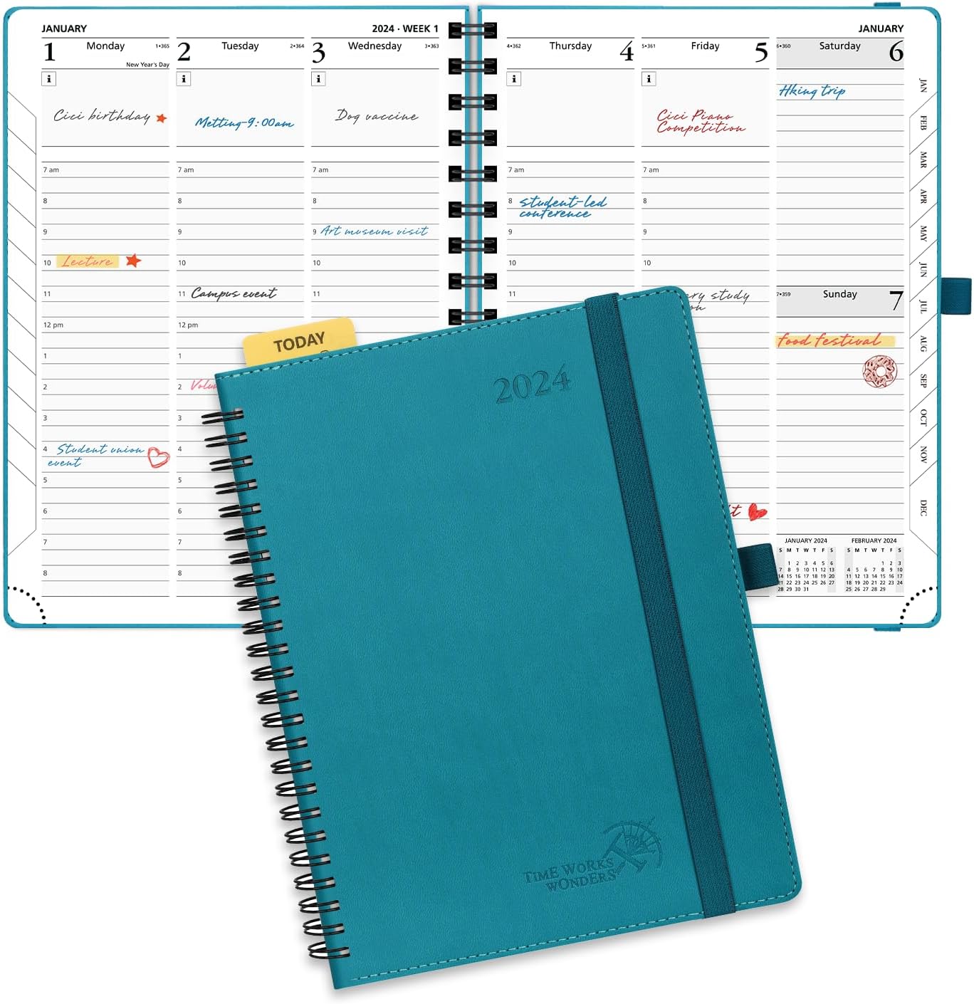 Agenda Mood 2021 De 13 X 8 Cm, Semanal, Intercambiable En Espiral, Con Cordón Atemporal Negro