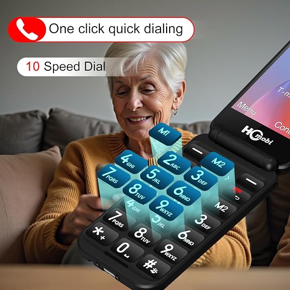 2.8+1.5 Flip Phone Unlocked, Dual Screen Flip Phones for Seniors, SOS ButtonSpeed DialLarge FontsCharging Dock1400mAh Battery | Big Buttons | Bluetooth | Camera