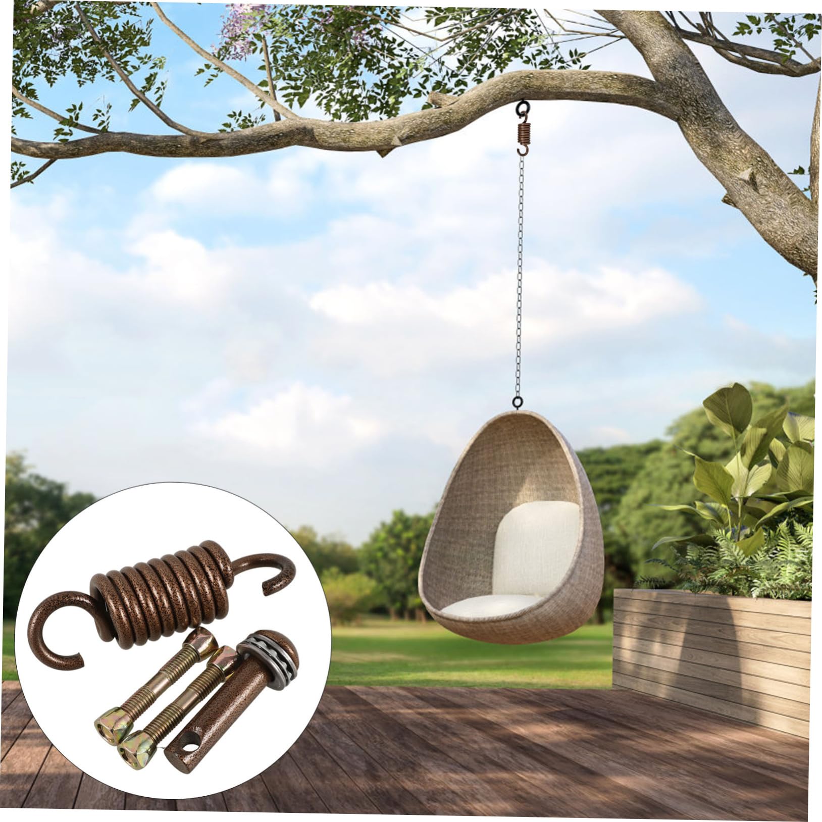POPETPOP Kit de Resorte Oscilante de Metal para Colgar Hamacas y Sillas Colgantes, Aleación de Acero Hierro, Absorbe Golpes, Uso en Jardín y Balcón