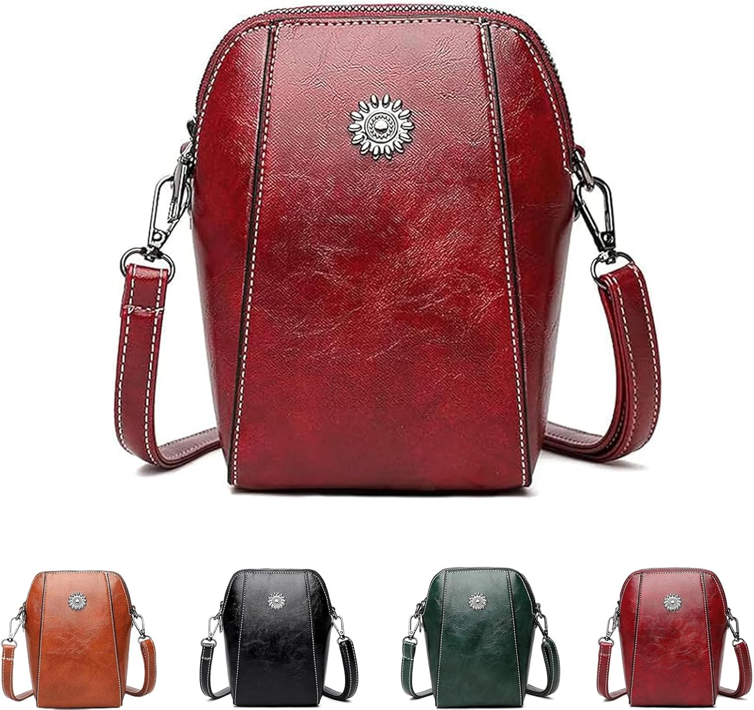 Women's Soft Leather Mobile Phone Bag Messenger Bag, Small Crossbody Bags, Leather Shoulder Purses