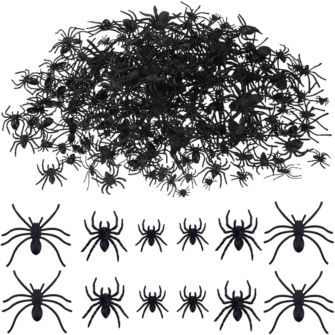 10 Stück Realistische Spinnen Aus Kunststoff – Halloween-Deko & Streich, Mit Beweglichen Beinen, Schwarz