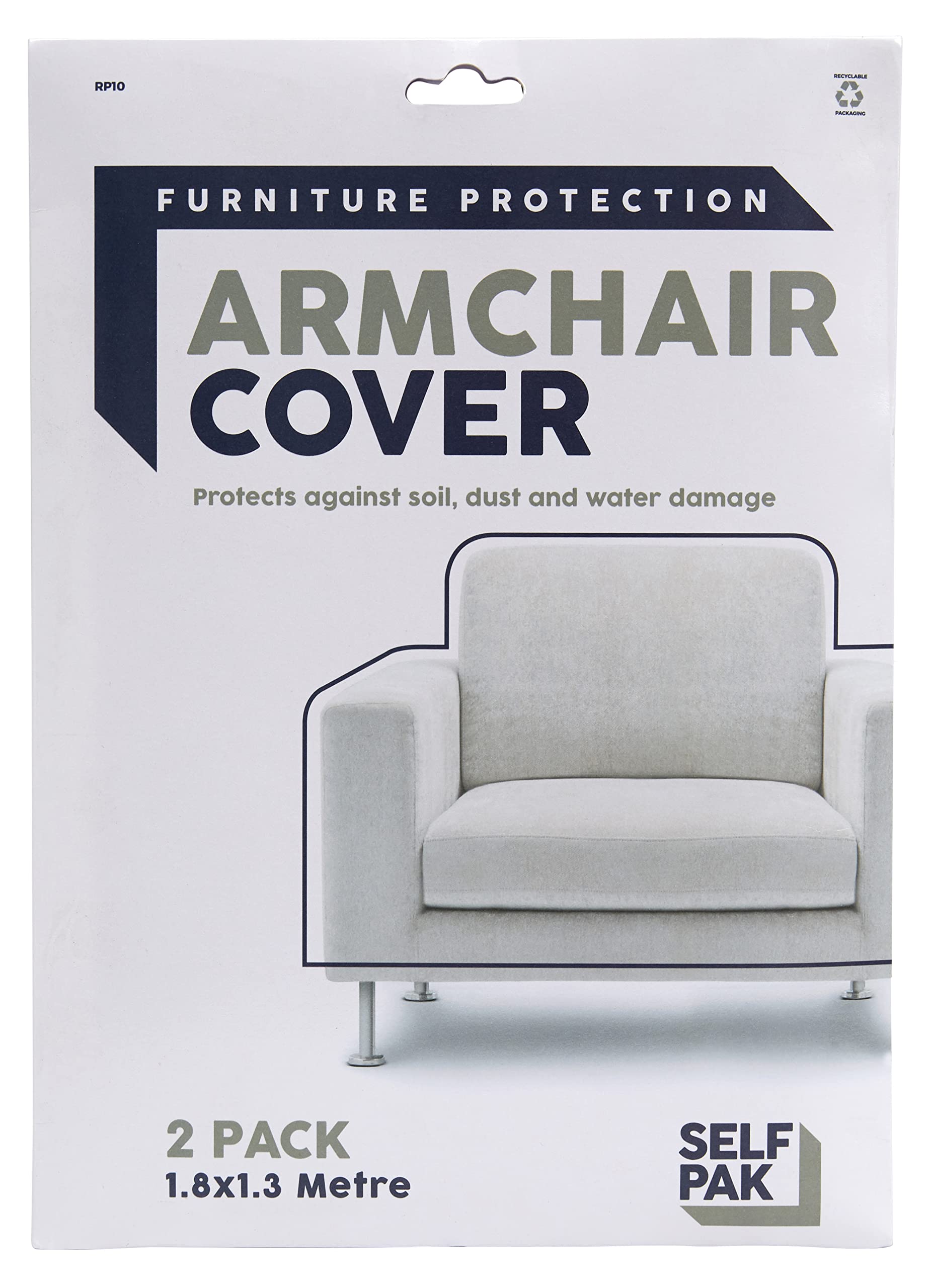 Armchair Cover, 2 PACK Polythene Couch Cover for Furniture, One Seater Plastic Cover Bag, Dust Protector for Removal Storage DIY Painting Decorating
