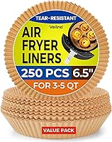Vista 20 de 125 forros pequeños desechables de papel pergamino para freidora de aire con canastas de 2 y 2.1 cuartos de galón, hojas de papel de hornear