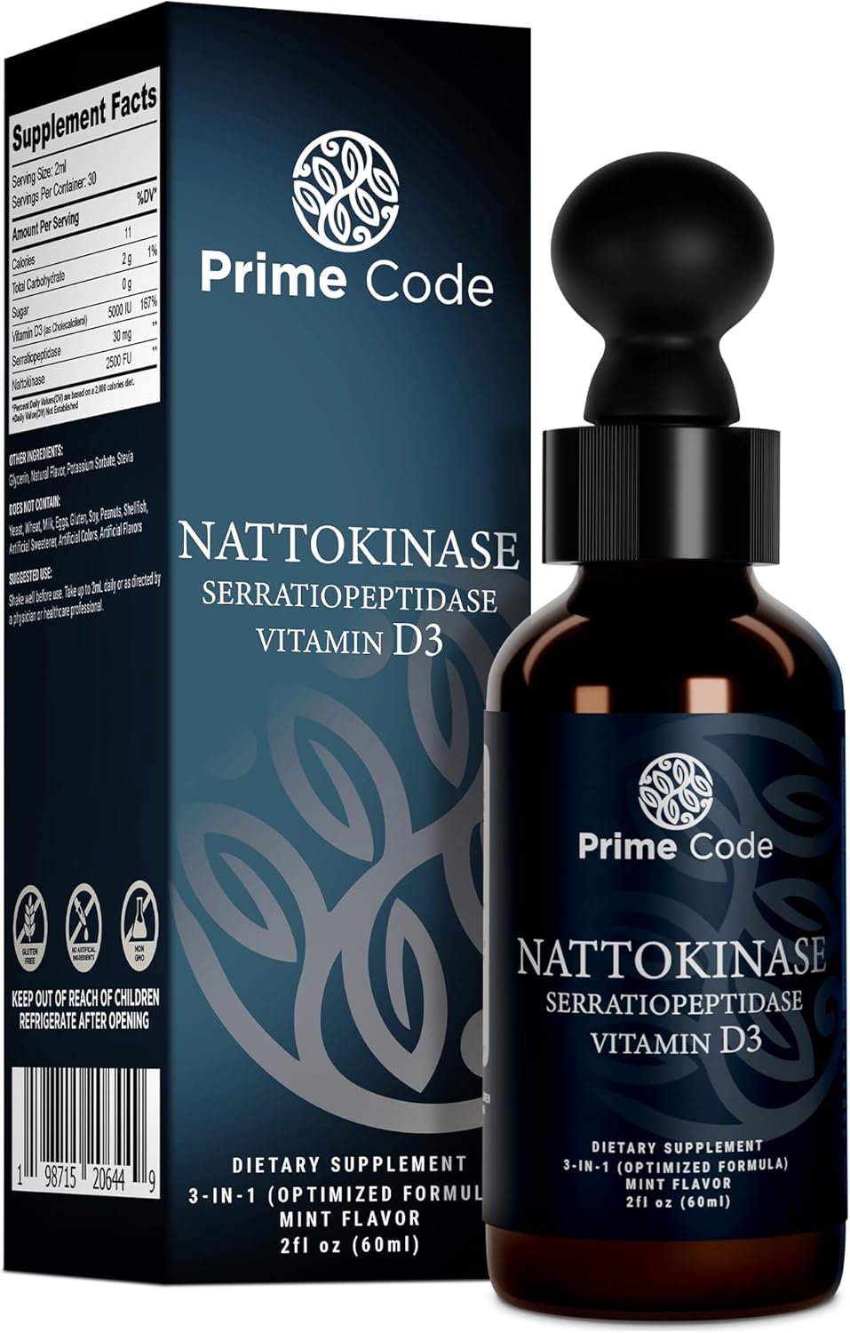 Prime Code nattokinase Supplement | serratiopeptidase and nattokinase Supplements | Nattokinase Liquid Drops| natto Liquid | Serratiopeptidase | High Absorption | Non-GMO | Gluten-Free Prime Code nattokinase Supplement | serratiopeptidase and nattokinase Supplements | Nattokinase Liquid Drops| natto Liquid | Serratiopeptidase | High Absorption | Non-GMO | Gluten-Free