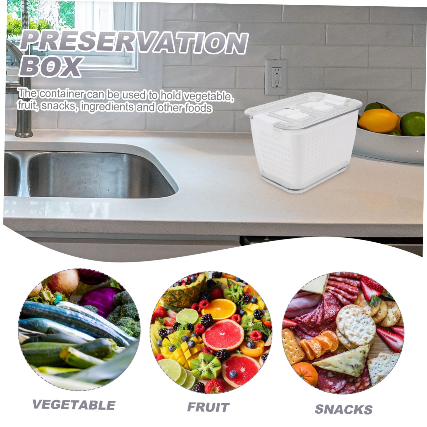 Ipetboom 3piezas Caja de Conservación de Alimentos Frescos para Refrigerador Caja de Almacenamiento de Alimentos Sellado para Frutas y Verduras Material Resistente para Cocina