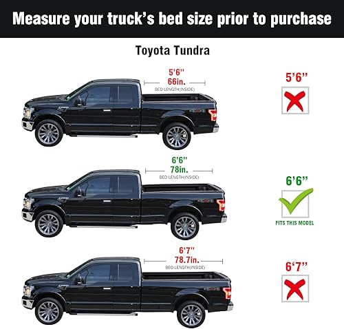 Miniatura 6 de Cubierta Tonneau plegable para caja de camioneta, se adapta a Toyota Tundra 2022-2024 con caja de 5 pies 6 pulgadas con sistema de riel OE (66.7