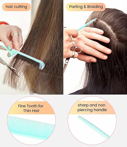 Miniatura 3 de Juego de 6 peines profesionales para el cabello para mujeres y hombres, cola de rata, peines de dientes anchos y finos para cabello rizado