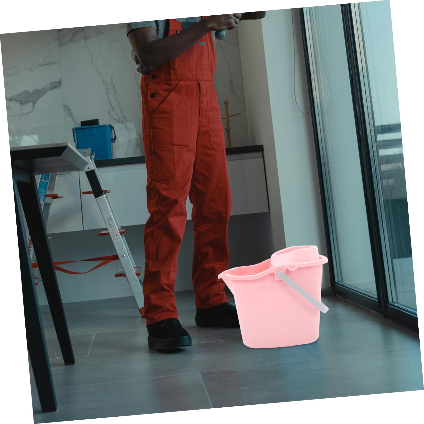 Healeved Cubo de Fregar para Trapeador de Agua, Portátil y Desplegable, Rosa