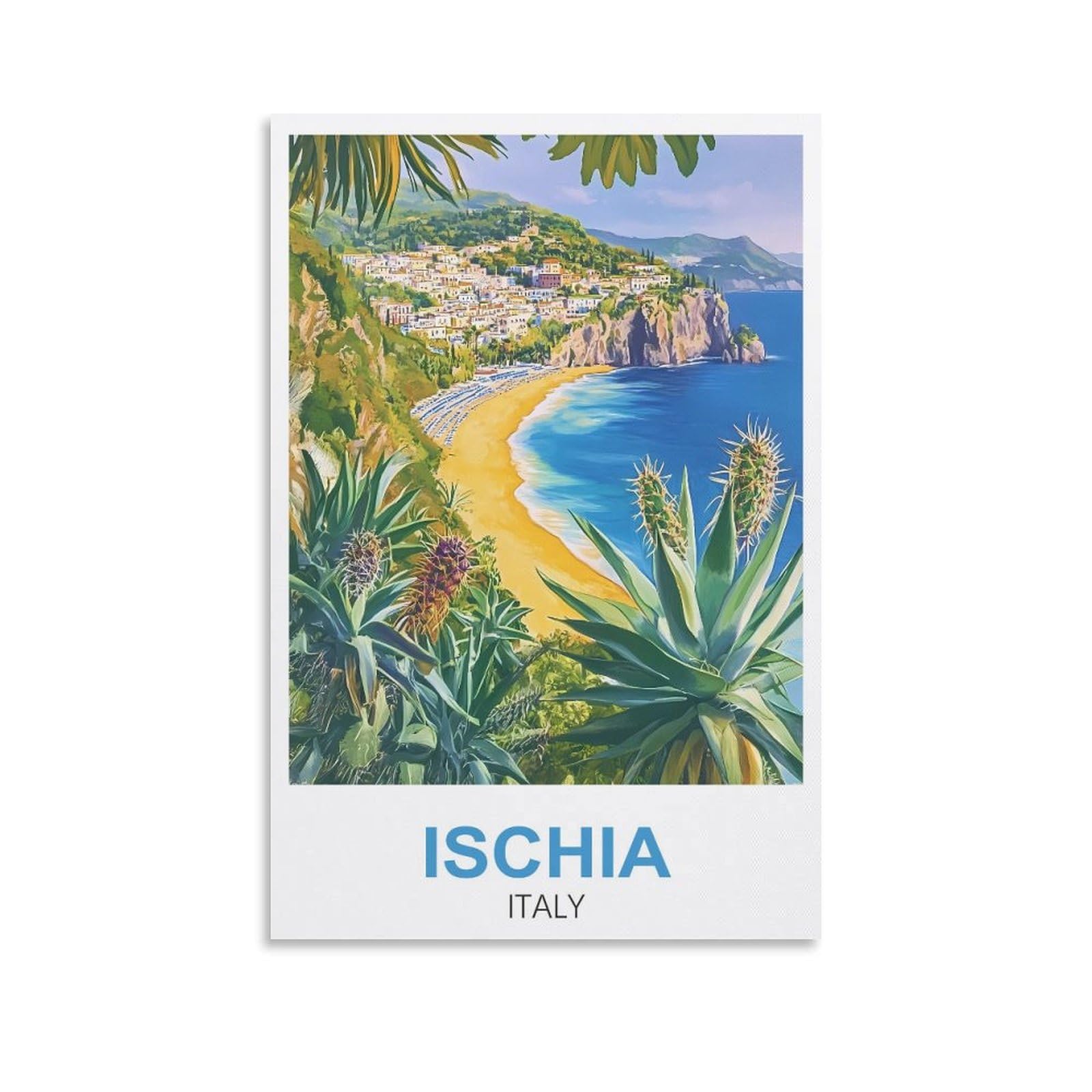 Xllyxygjq Unframe-Style Ischia Italy Vintage Travel Poster 08X12inch(20X30cm) Canvas Wall Art Poster Print Artwork Painting Picture For Home Decoration Living Room Office Bedroom