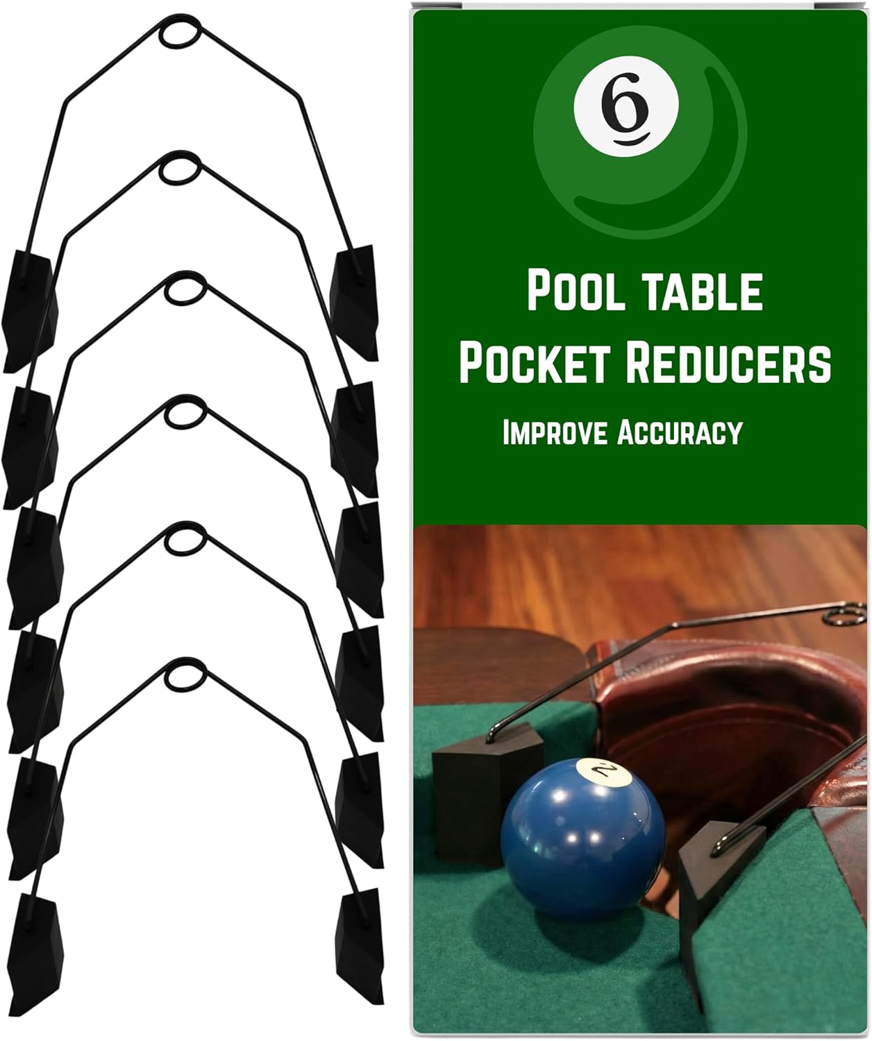 Pocket Reducers Pool Table V2.0 | Perfect Your Accuracy with Billiards Training Aids | 6 Sets Included | Pool Table Accessories | Decrease Pocket Size with Billiard Training Aids