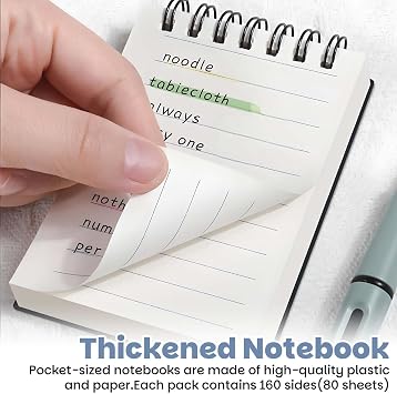 8 Pack A7 Mini Notebooks, 80 Sheets/160 Pages Spiral Small Note Pads Pocket Size Notebook with Black Cover Lined Paper Mini Notepads for School Office Supplies Business Memo