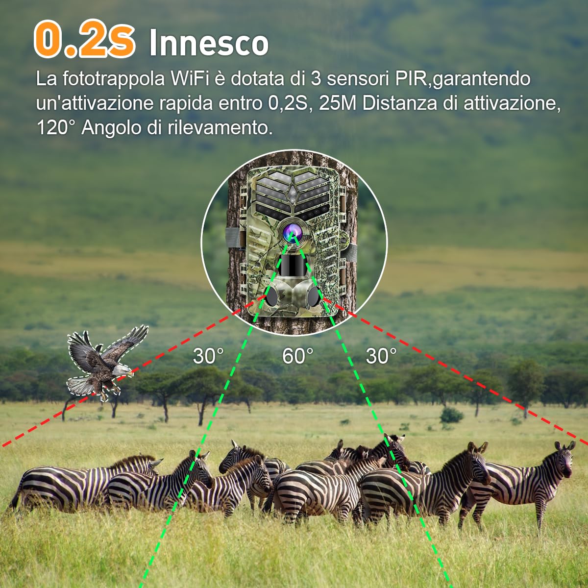 XTU Fototrappola WiFi 2.7K 48MP con Scheda SD 64GB,Fototrappola Notturna con 950nm IR LED Visione 120° Ultra Grandangolo,Velocità di Trigger 0,2S, Foto trappola per videosorveglianza Impermeabile IP66