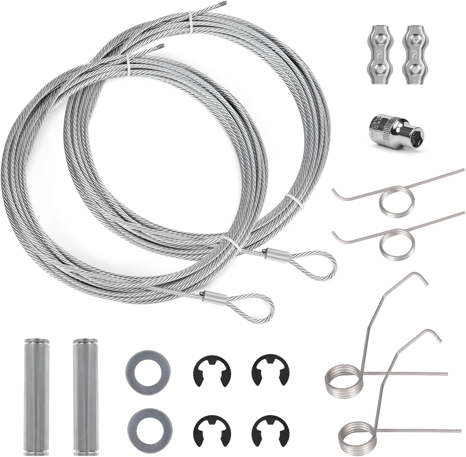 Car Lift Lock Safety System Kit Include (2) FJ7595 Release Cable with Clamp & (2) FJ7382 Latch Shaft Spring Compatible with Rotary SPO7 SPOA7 SPO9 SPOA9 SPO10 SPOA10 2 Post Lift