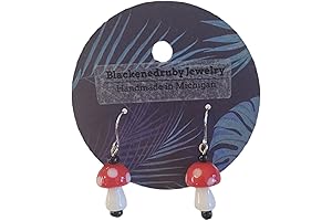 Glass Red White Mushroom Earrings Nickle Free