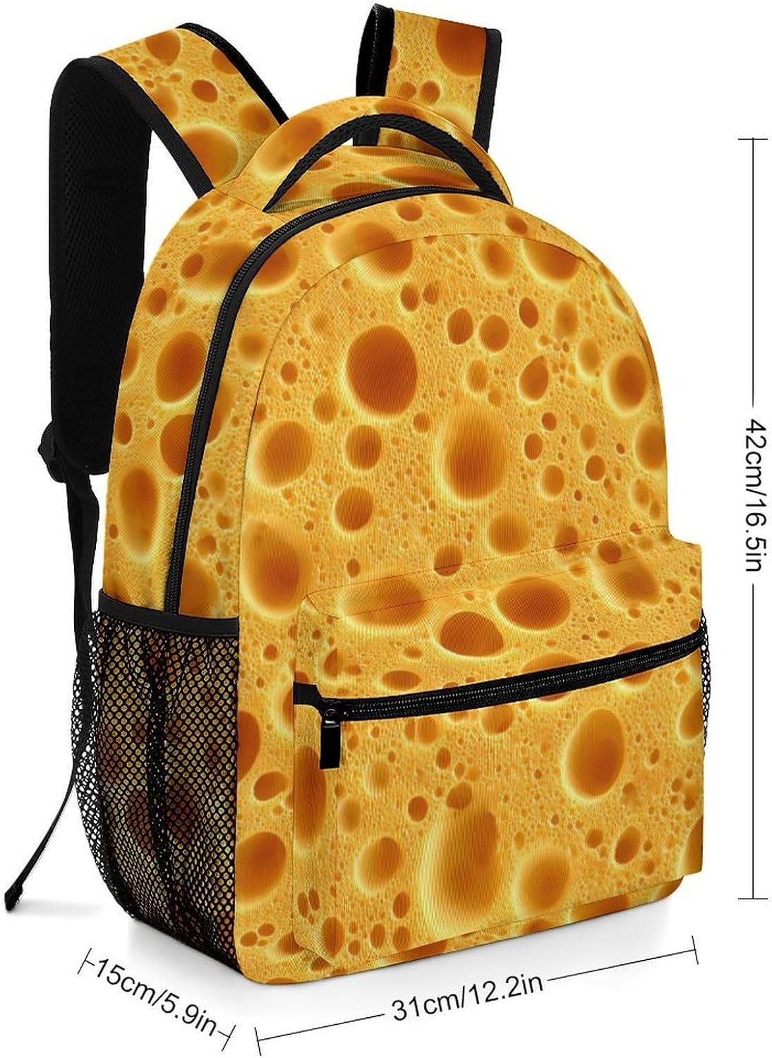 Funny Food Cheese Pattern Laptop Backpack Travel Casual Daypack image 2