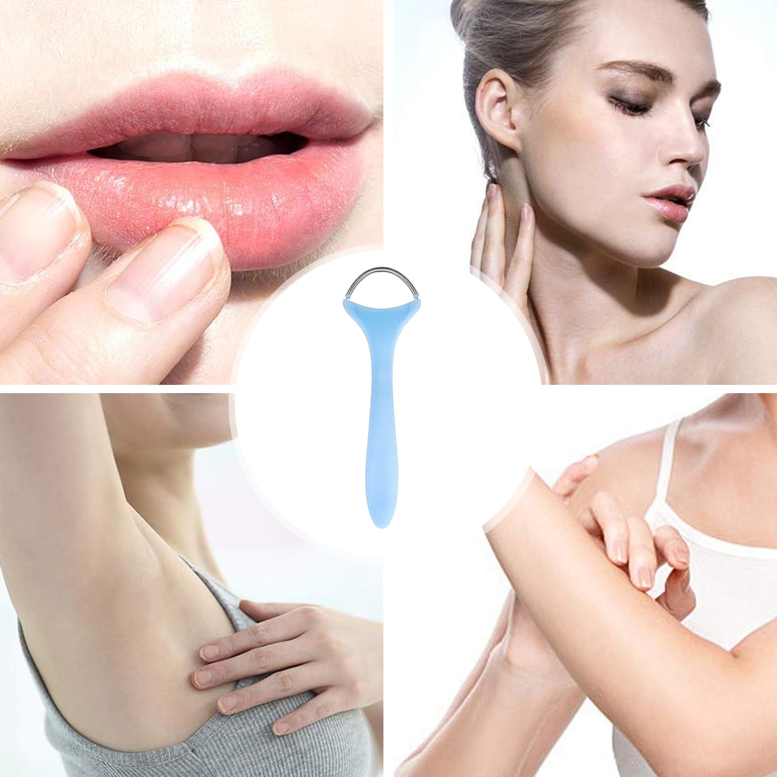 Spring Remover, Epilator Manuell mit Edelstahlfäden, multifunktionale und tragbare Gesichtshaarrolle für Oberlippen, Kinn, Wangen und Hals
