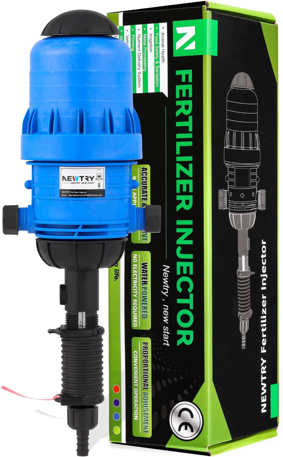 NEWTRY 0.4% -4% Water Powered Flow Dosing Pump Hydraulic Chemical Fertilizer Injector Proportioning Dispenser Liquid Diluent Doser Proportioner for Drip Irrigation Mixer Hose Livestock Farm (0.4% -4%)