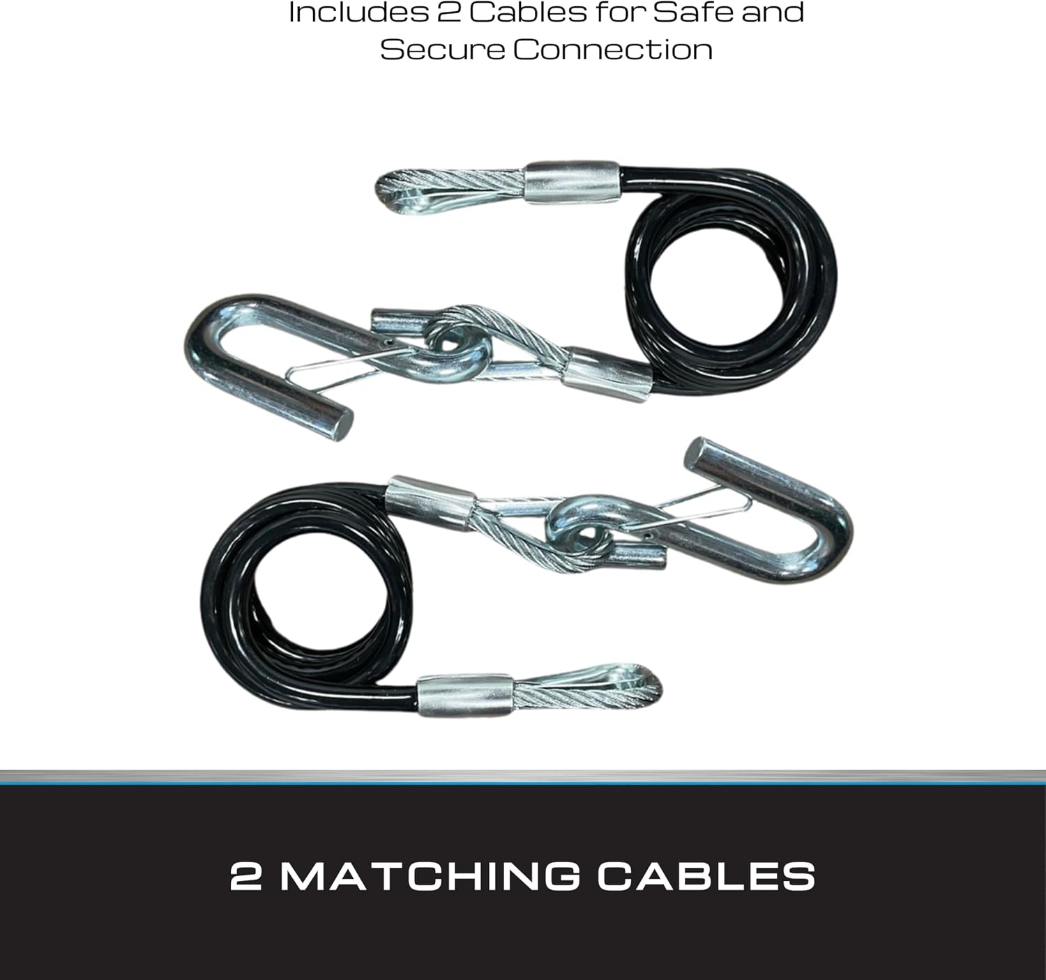 Tie Down – 7,000 lb Hitch Safety Cable – Black Vinyl Coated – Replaces Trailer Chains & Tow Straps – Coiled Cable w/Wire Latch – Made in USA