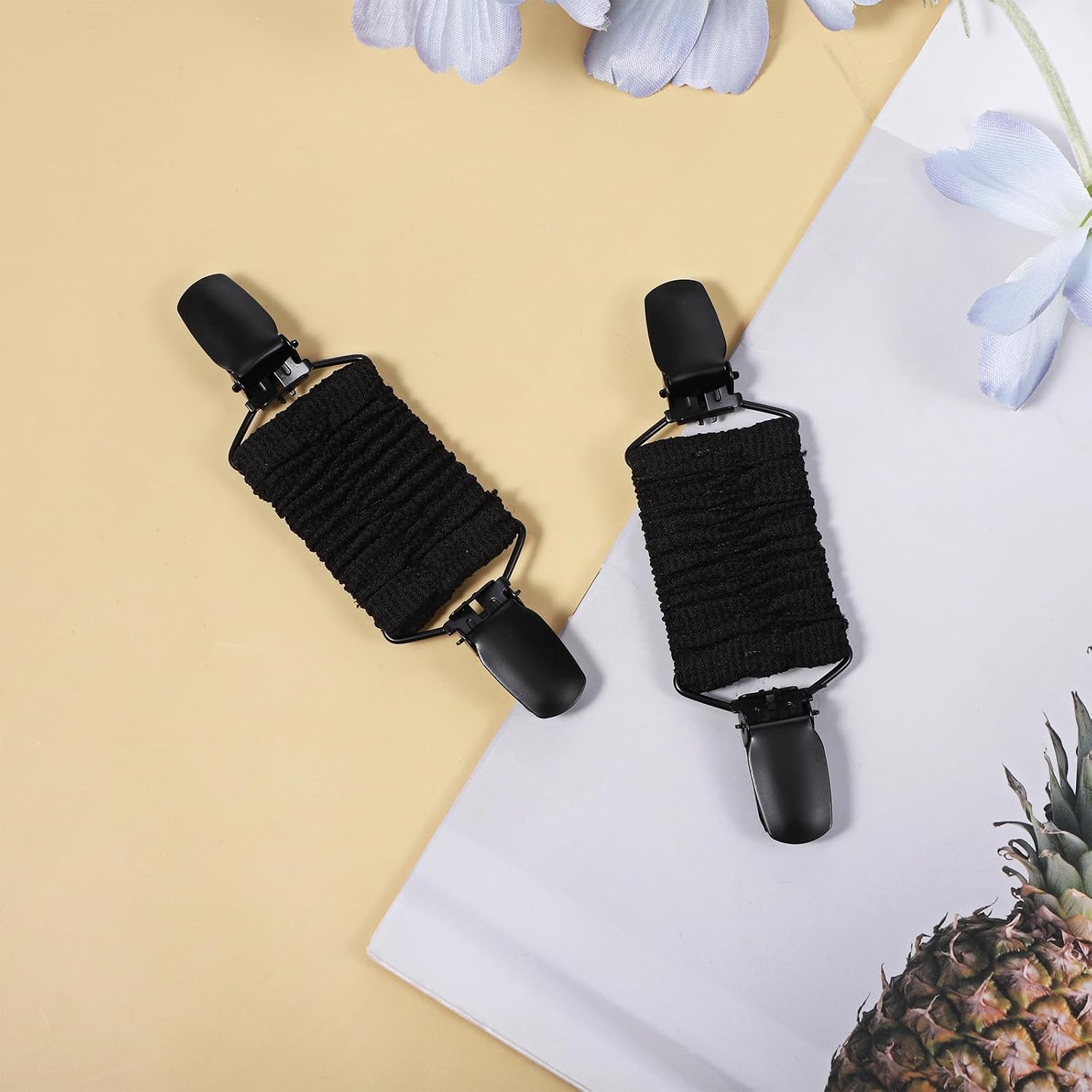 2 Pcs Waist Cincher Clips, Elastic Dress Clips Back Cinch Sweater Clip for Tightening Clothes, Adjustable Versatile Shawl Cardigan Collar Scarf Waist Back Clip for Dresses Shirts Pants (Black) image 2