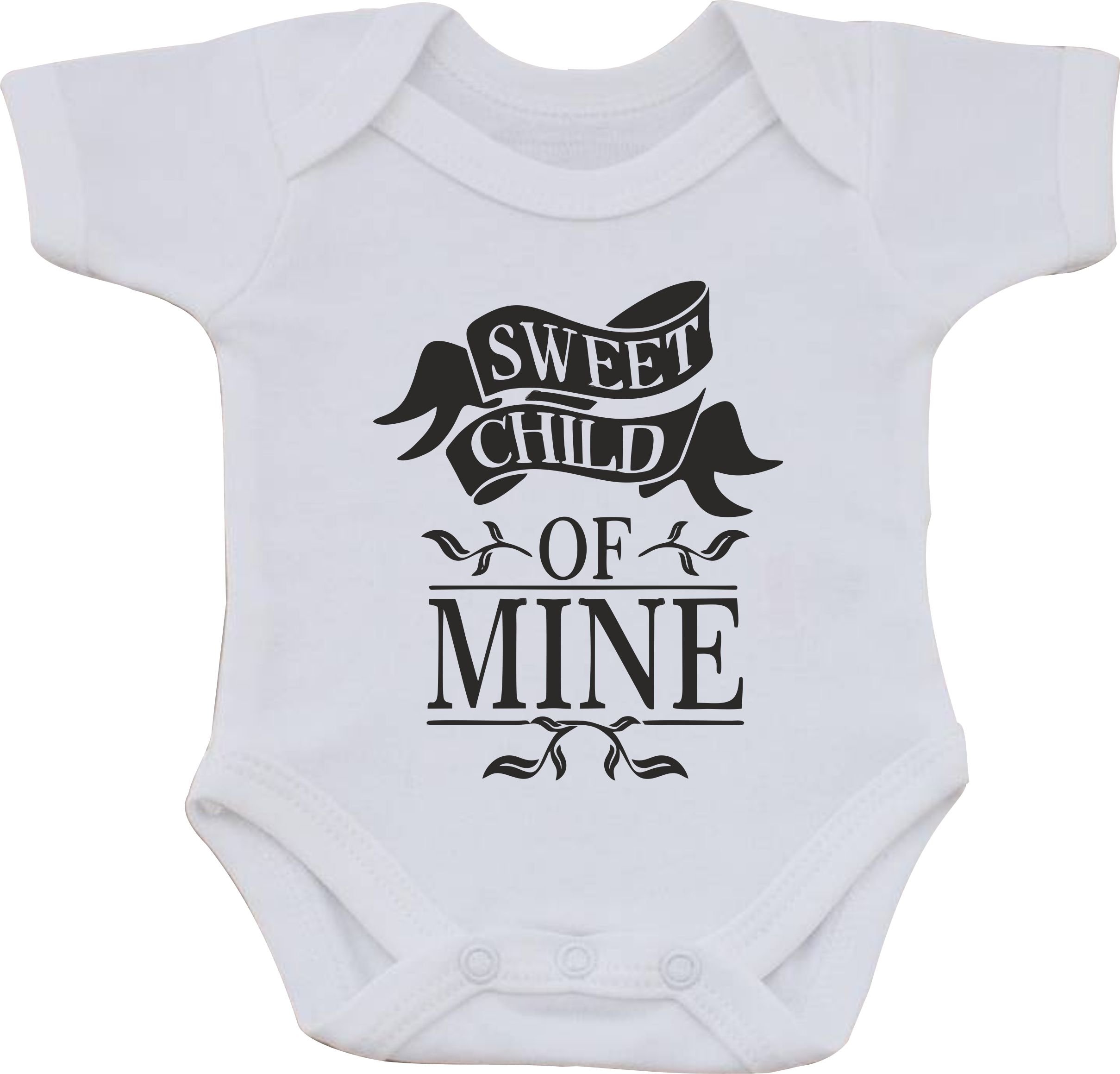 magic moments SWEET CHILD OF MINE FUNNY HUMOUR COTTON WHITE BABY VEST OR BIB (9 to 12 month vest)
