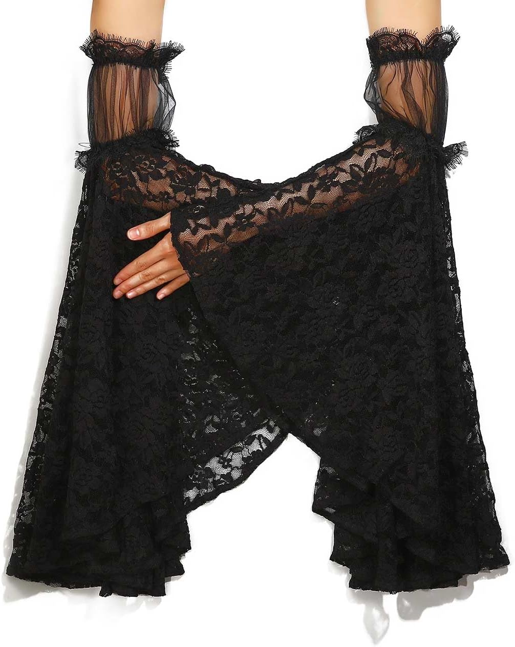 GORAIS Gothic Lace Detachable Sleeves Black Halloween
