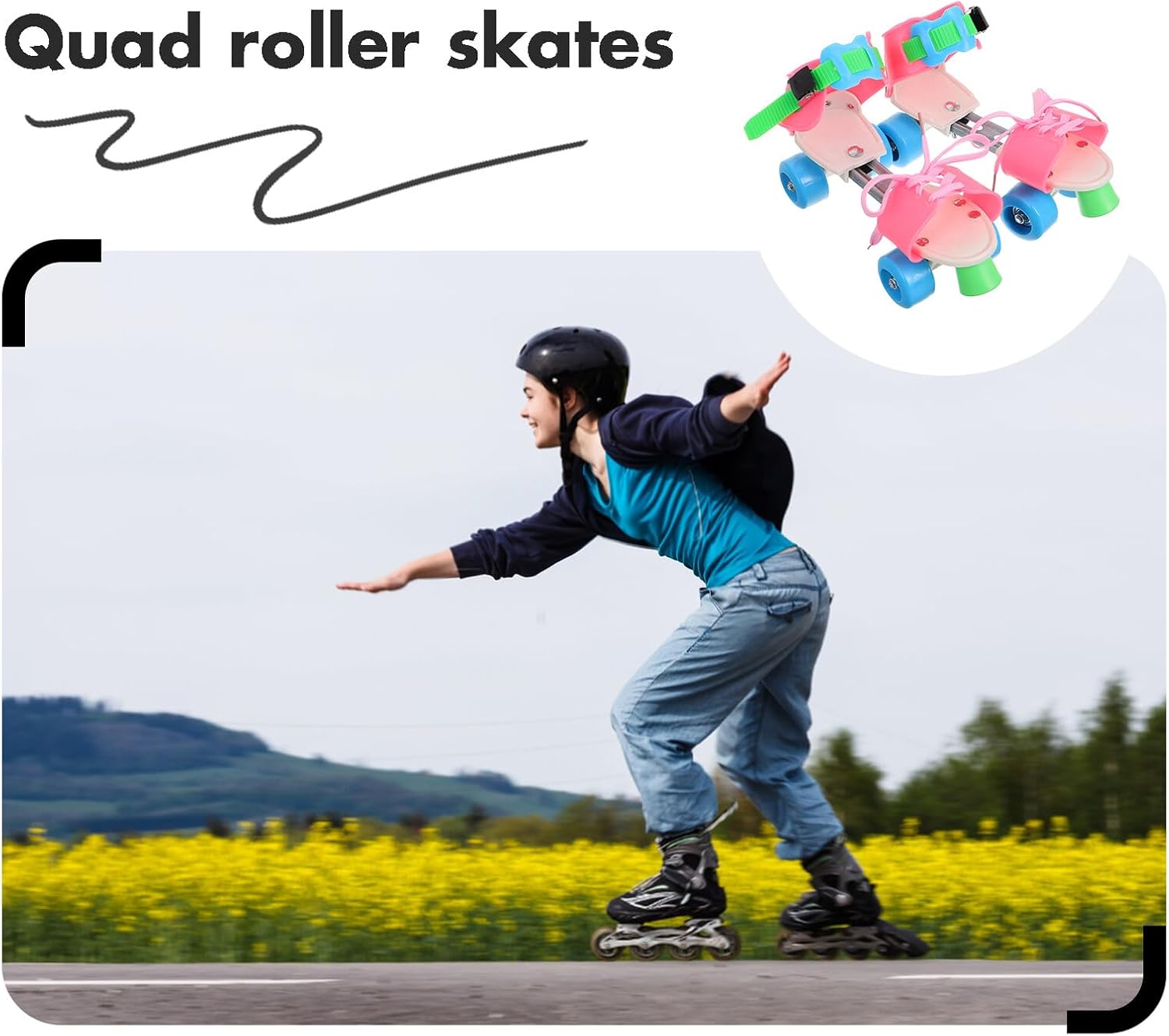 Kisangel Adjustable Roller Skates for Boys and Ages Double Row Wheels for High Stability and Balance Beginner-Friendly Quad Skates for Indoor and Outdoor Use with Easy Operation