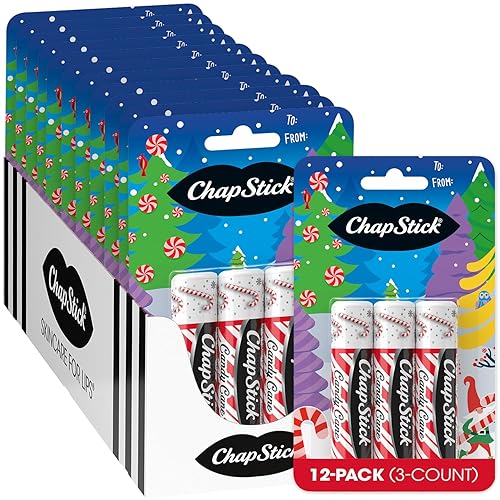Miniatura 9 de ChapStick Candy Cane Peppermint, tubo de bálsamo labial, hidratante para el cuidado labial, 0.15 onzas (paquete de 3)