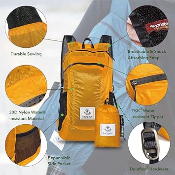 4Monster Hiking Daypack ، حقيبة ظهر مقاومة للماء وخفيفة الوزن قابلة للتعبئة للسفر في الهواء الطلق