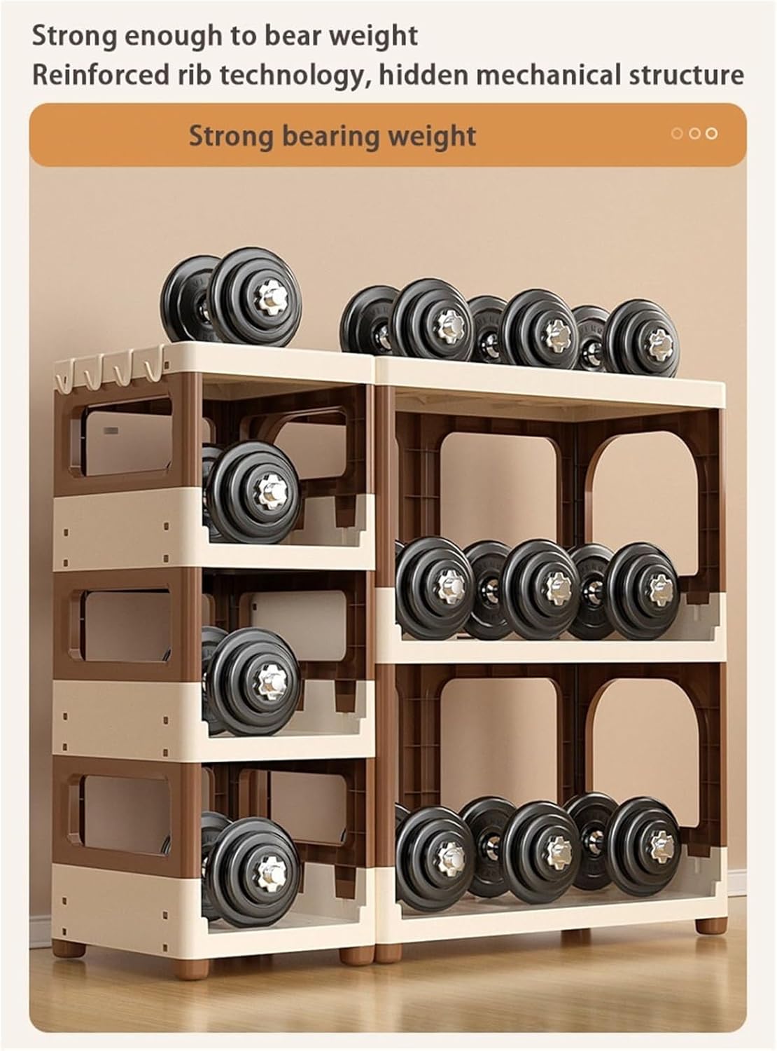 Foldable Multi-Layer Rolling Storage Cart - Removable Floor-Standing Organizer for Kitchen & Living Room, Large Capacity, 2 Rows, Brown, Versatile Use in Any Space