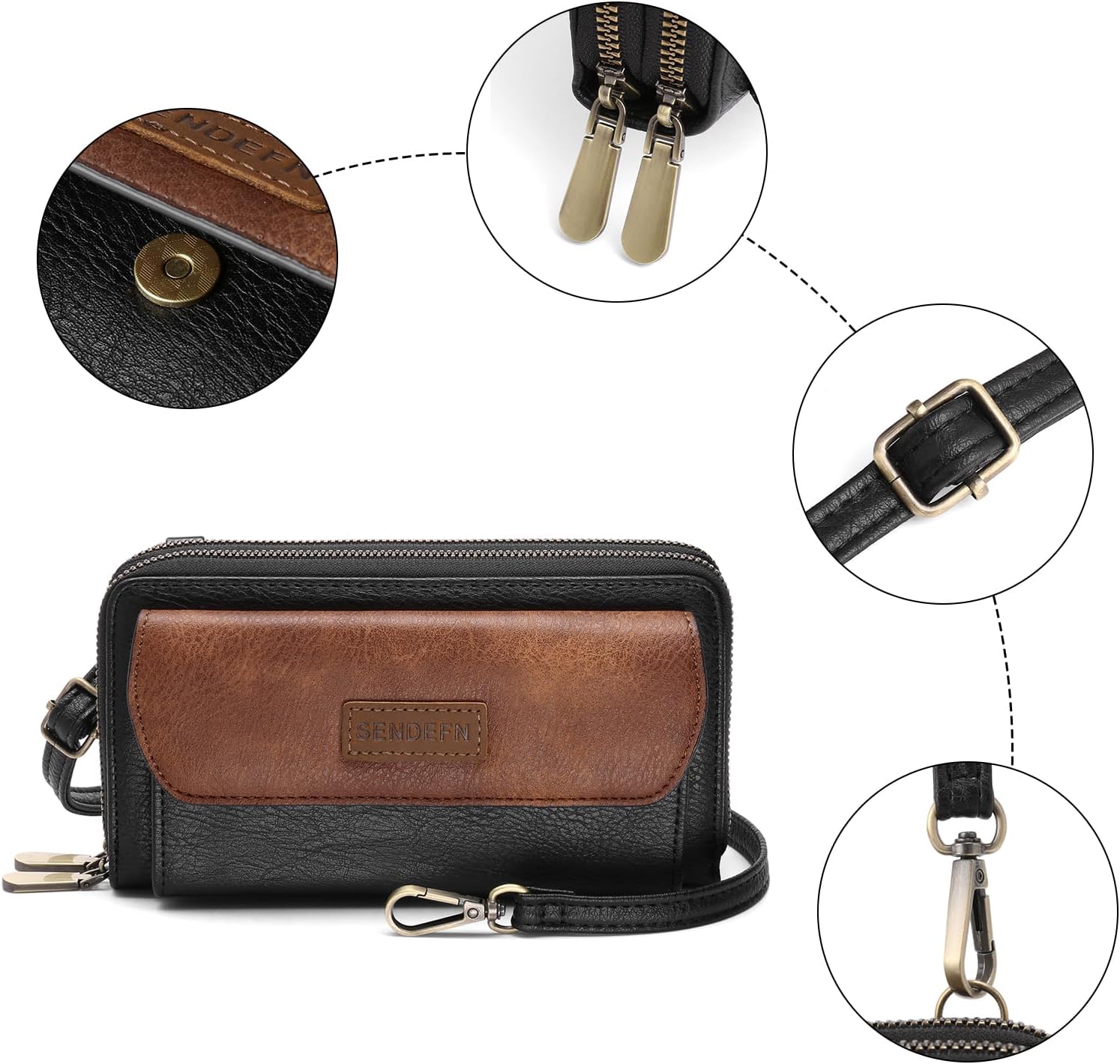 SENDEFN Small Crossbody Phone Purses for Women Vegan Leather Crossbody Bags Shoulder Handbags | Small, Crossbody, Vegan Leather - Image 4