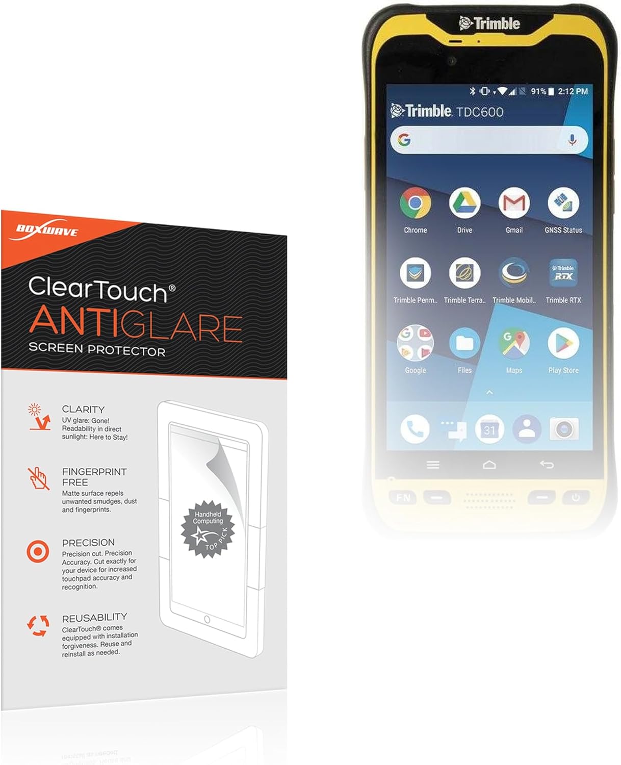 BoxWave Screen Protector Compatible with Trimble TDC600 - ClearTouch Anti-Glare (2-Pack), Anti-Fingerprint Matte Film Skin