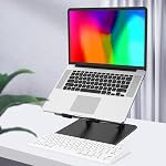 Adjustable Laptop Stand for Desk, Metal Foldable Laptop Riser, Portable Laptop Holder, Ventilated Cooling Computer Notebook Stand Compatible with 10-15.6” Laptops