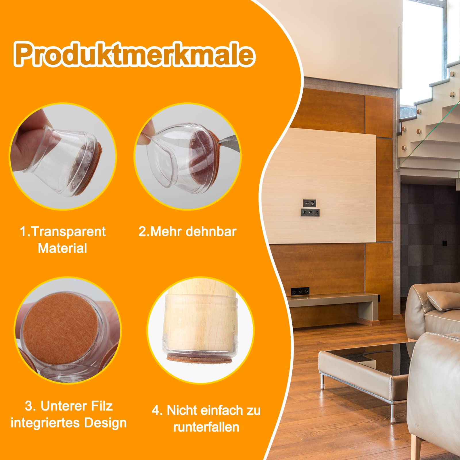 transparente möbelbeinkappen