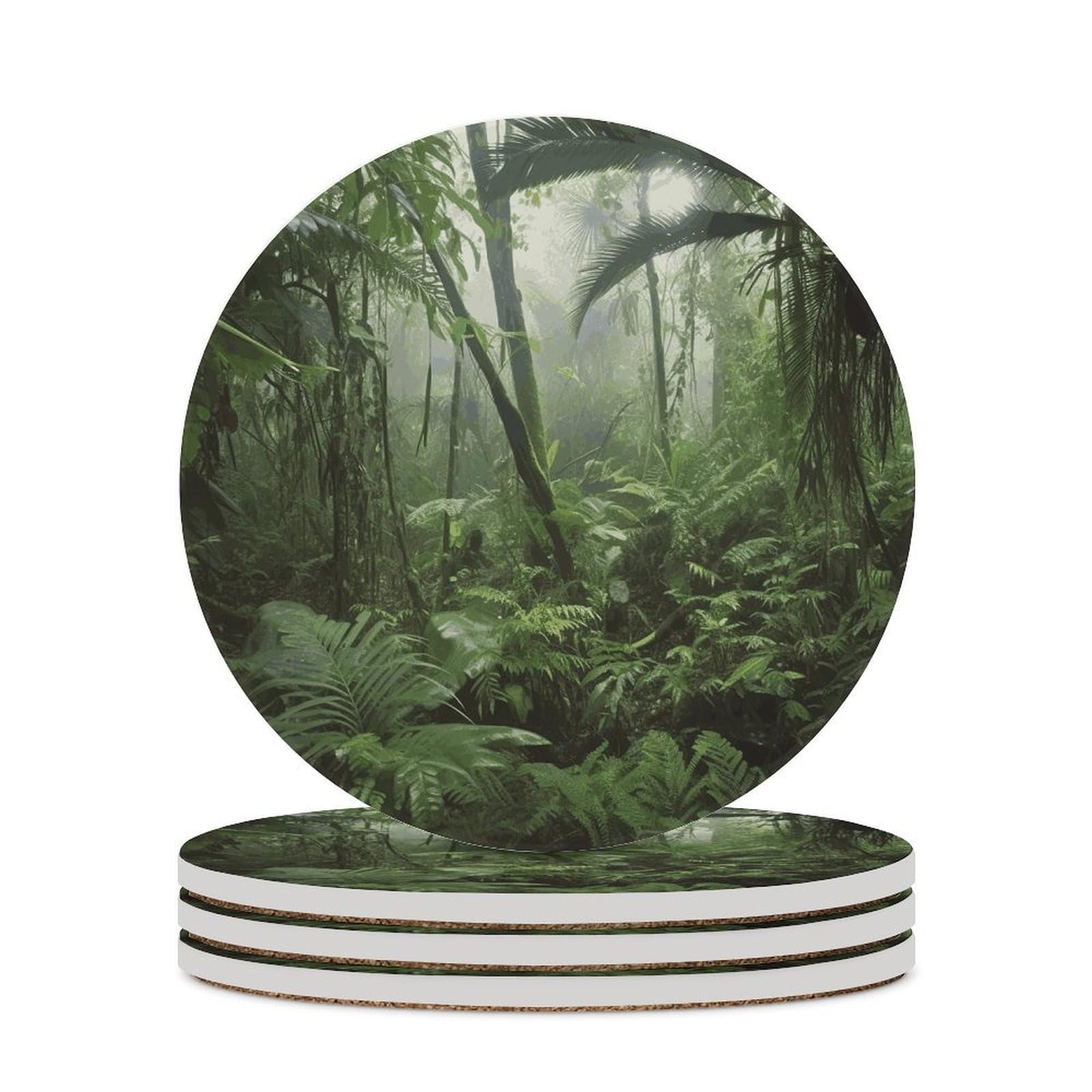 Tropical Rainforest Coaster with Cork Base Drink Coasters for Coffee Table Decor Modern Cup Coasters with Non-Slip & Heat-Resistant Cute Ceramic Table Coaster for Home Dining