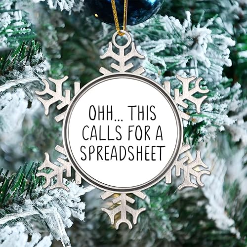 Miniatura 6 de Adornos de copo de nieve de Navidad, recuerdo redondo para colgar, cita motivacional, Oh This Calls for a Spreadsheet de 3 pulgadas, divertido