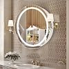 76cm Round Mirror Cabinet with Lights,with Defogger,Dimmable,Anti-Fog,3 Colors,White