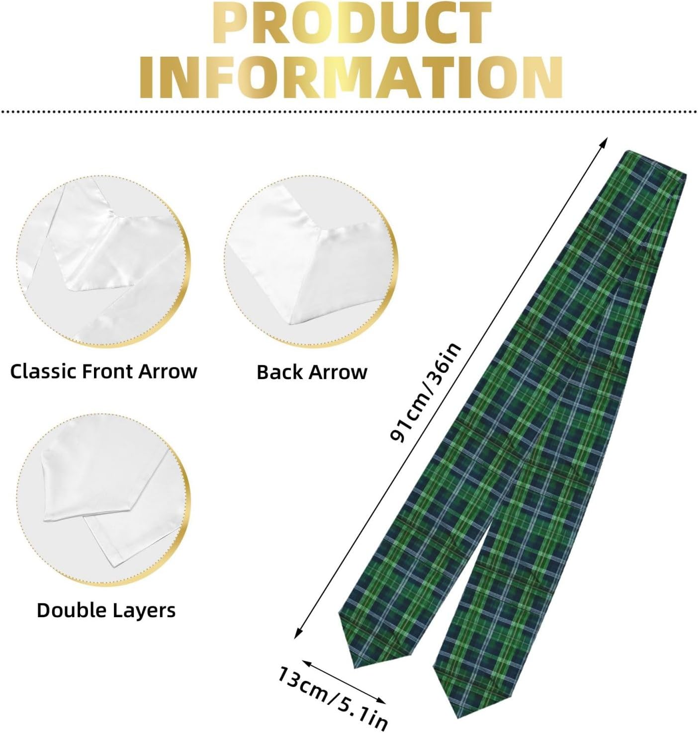 Blue Scottish Tartan Print Honor Stole, Satin Stole For Men Women,72 Inch Unisex Adult Graduation Stole Sash, Flattened