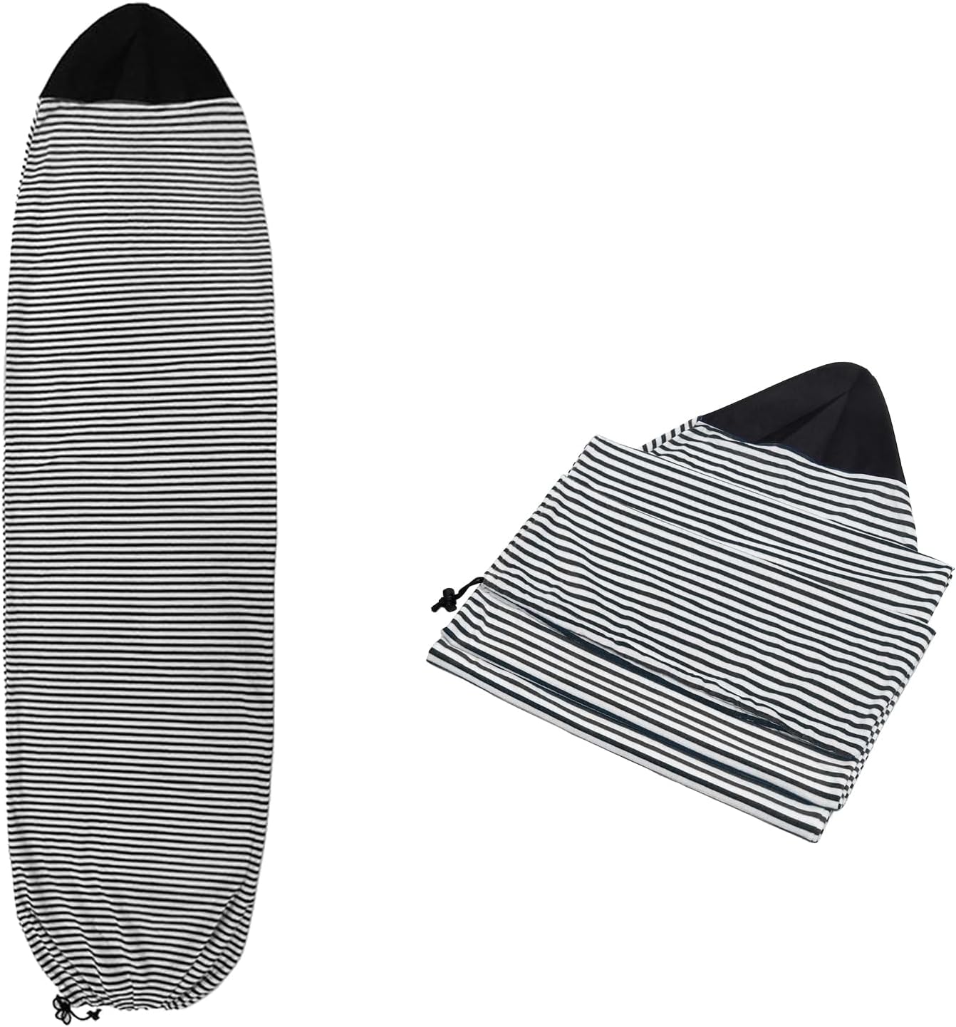 Surfboard Sock Cover for Longboard Paddleboard Sup Paddle Board | 7.5 FT Foot Quick Dry Stretch Surf Board Bag Sleeve with Drawstring Closure 230x50 cm Black