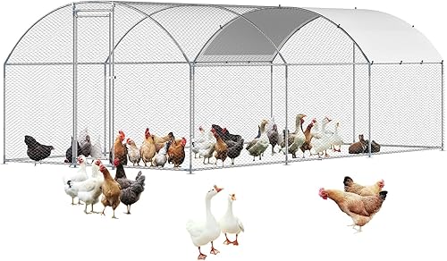 Miniatura 1 de VEVOR Gallinero de metal, 9.8 x 19.3 x 6.5 pies, corral grande con tapa, gallinero con cerradura de seguridad, jaula de conejo de pato al aire libre