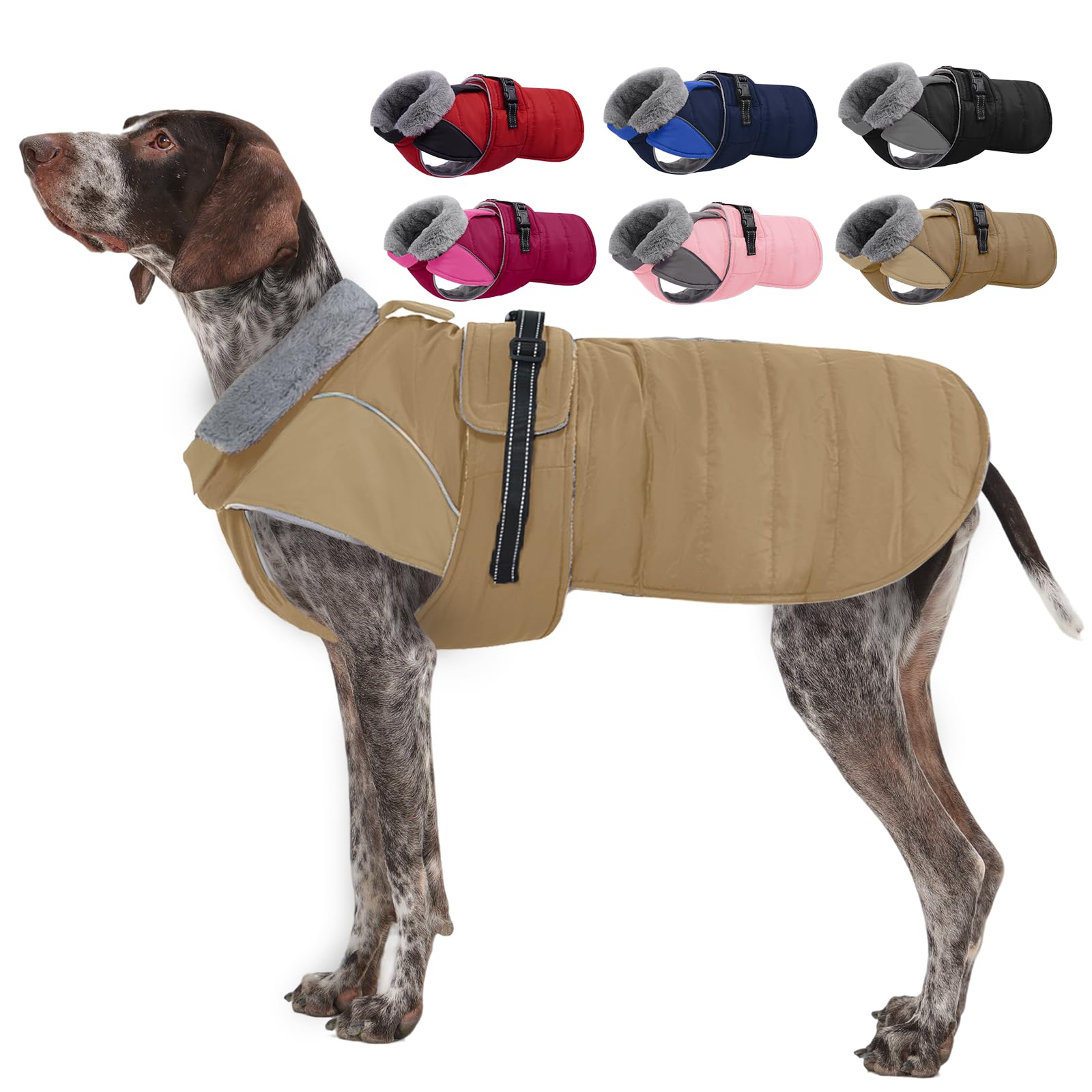 Nanaki Large Dog Jacket Waterproof Winter-Dog Rain Jacket with Leash Hole