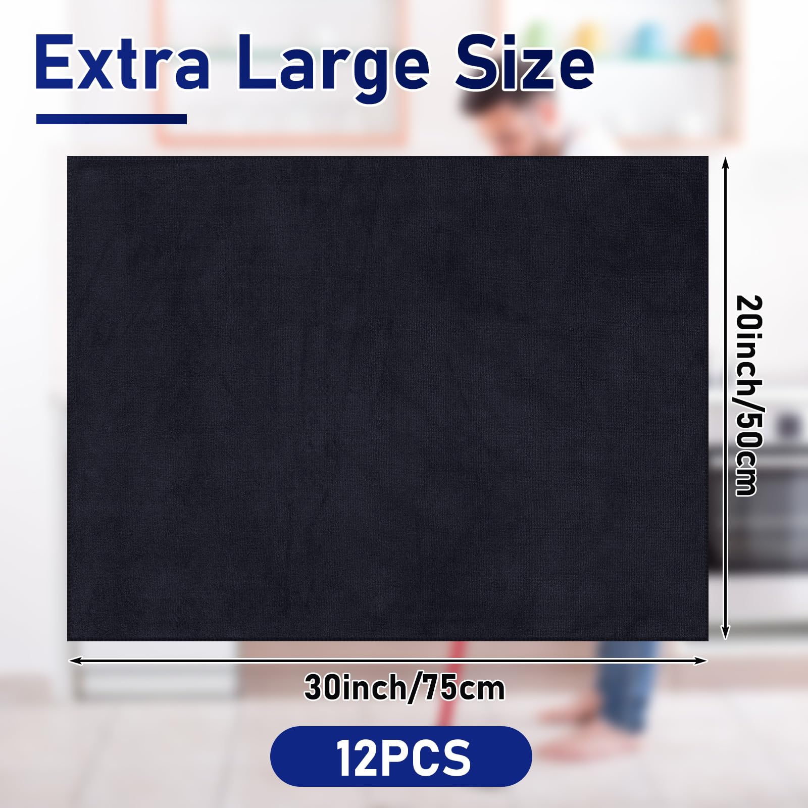 Hahafelt 12 paños de limpieza de microfibra extra grandes de 30 x 20 pulgadas, lavables, reutilizables, toallas de microfibra absorbentes para trapos de cocina, paños de limpieza de casa para baño