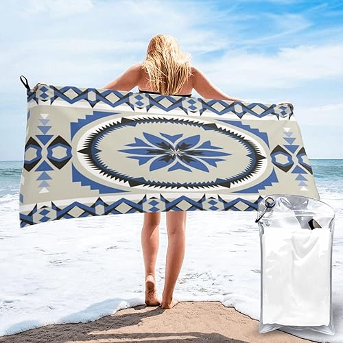 Southwest - Toalla de baño absorbente de secado rápido con diseño azteca indio nativo americano, adecuada para baño, natación, deportes