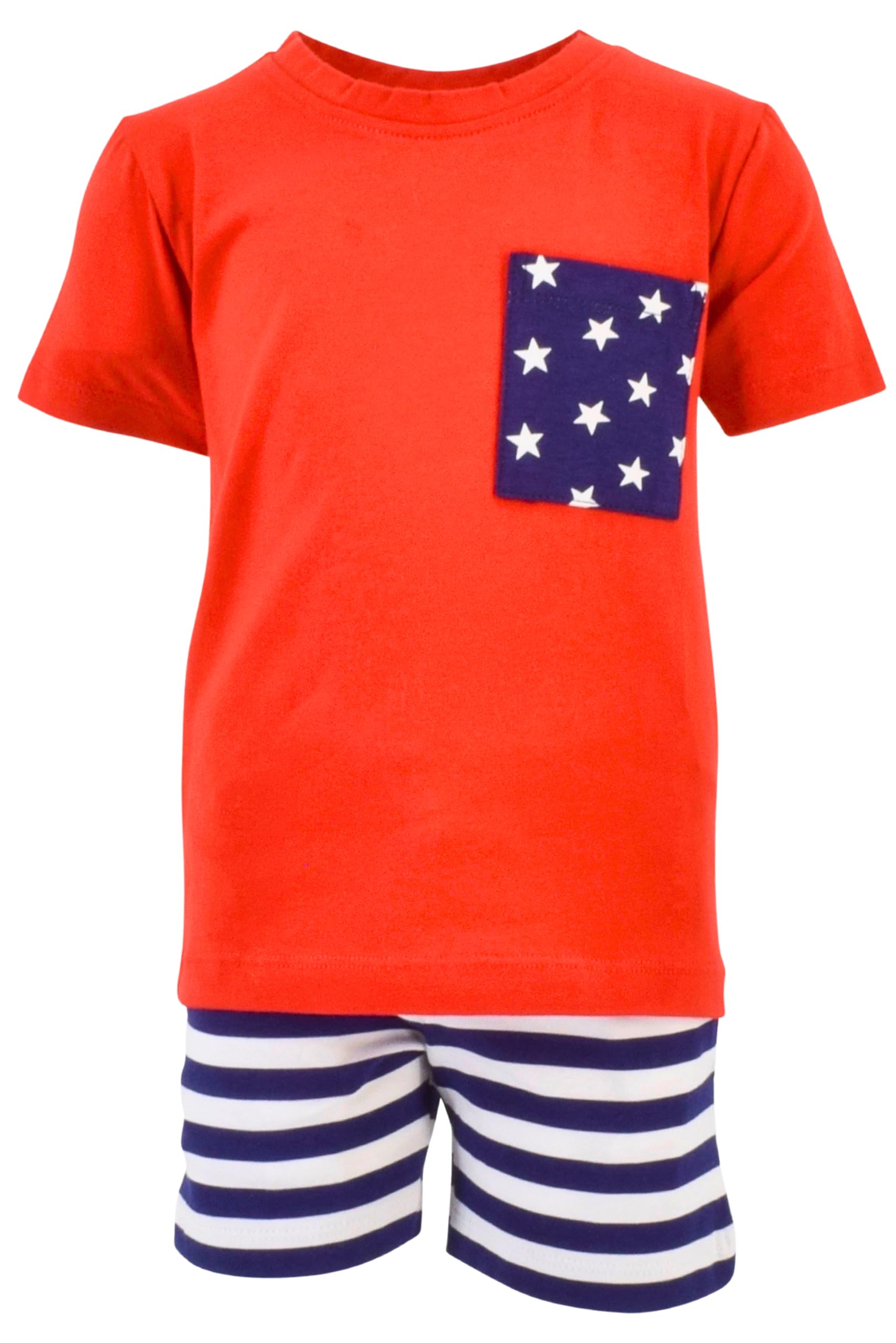 Boys 2pc Shorts Set Outfit Short Sleeve Shirt with Classic Applique Print and Shorts