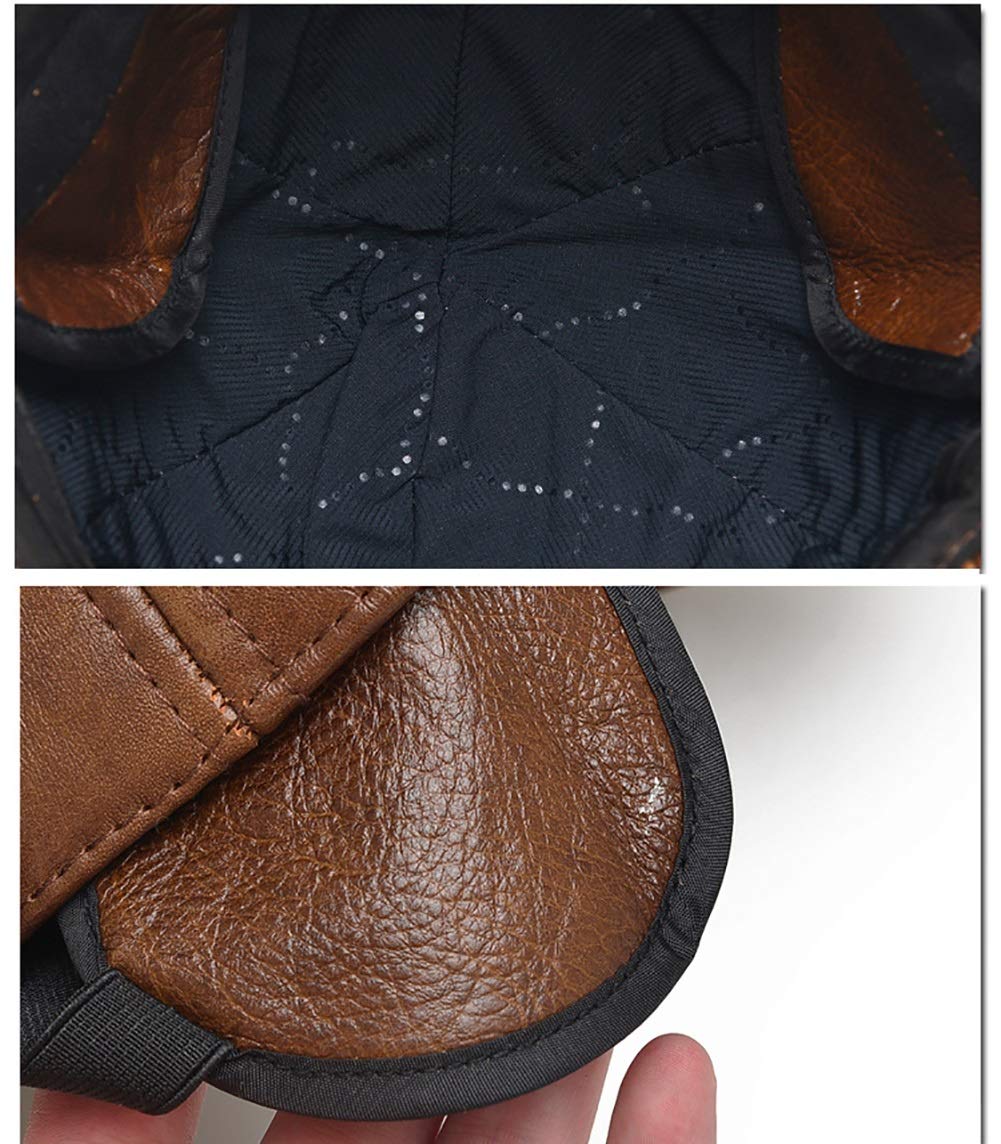 Cappelli Invernali, Cappello da Baseball in Pelle Unisex, Berretto Classico in Pelle per Ciclismo, Golf, 55-60 cm(Coffee-A)