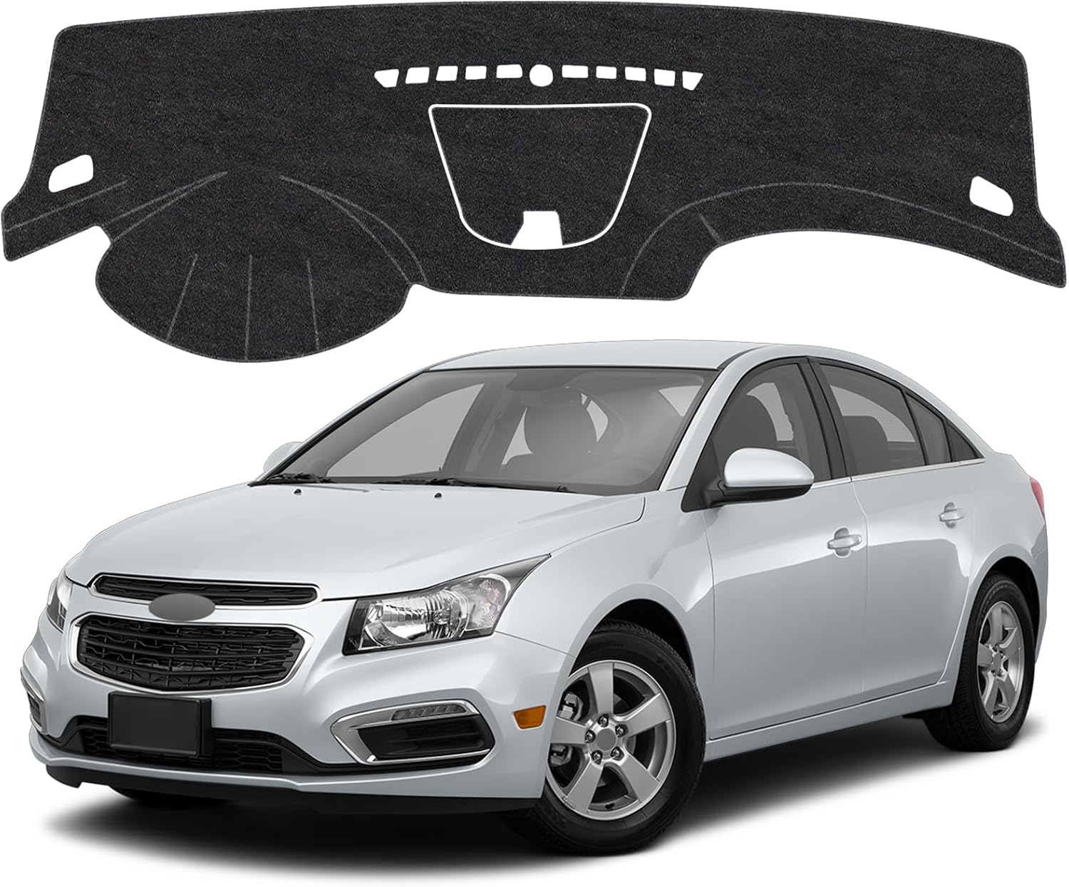 Dash Cover Mat Compatible with Chevrolet Chevy Cruze 2011-2015 Non-Slip Dashboard Cover Mat Sunshade UV Rays Protector Interior Accessories（for with Front Dash Storage）