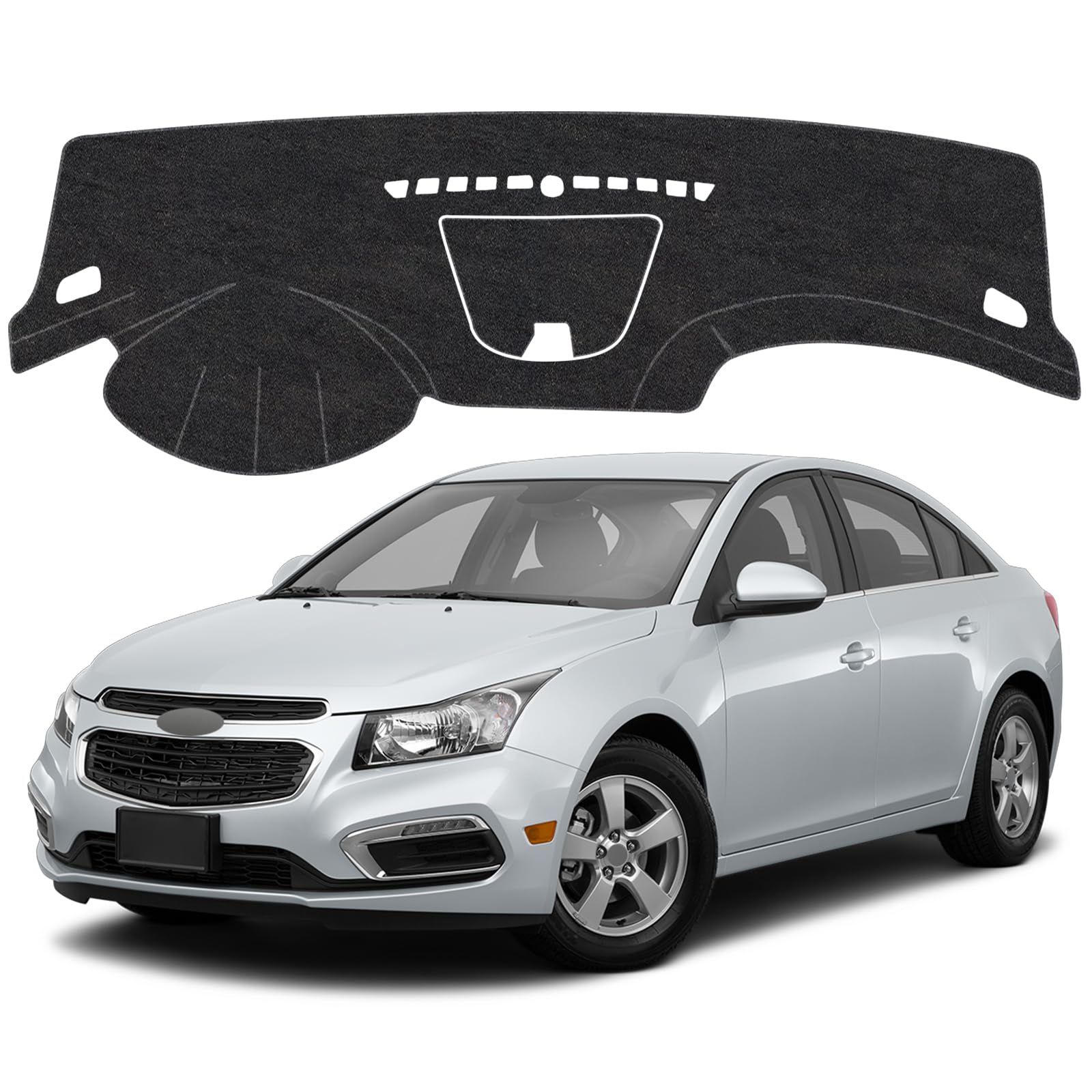 Dash Cover Mat Compatible with Chevrolet Chevy Cruze 2011-2015 Non-Slip Dashboard Cover Mat Sunshade UV Rays Protector Interior Accessories（for with Front Dash Storage）