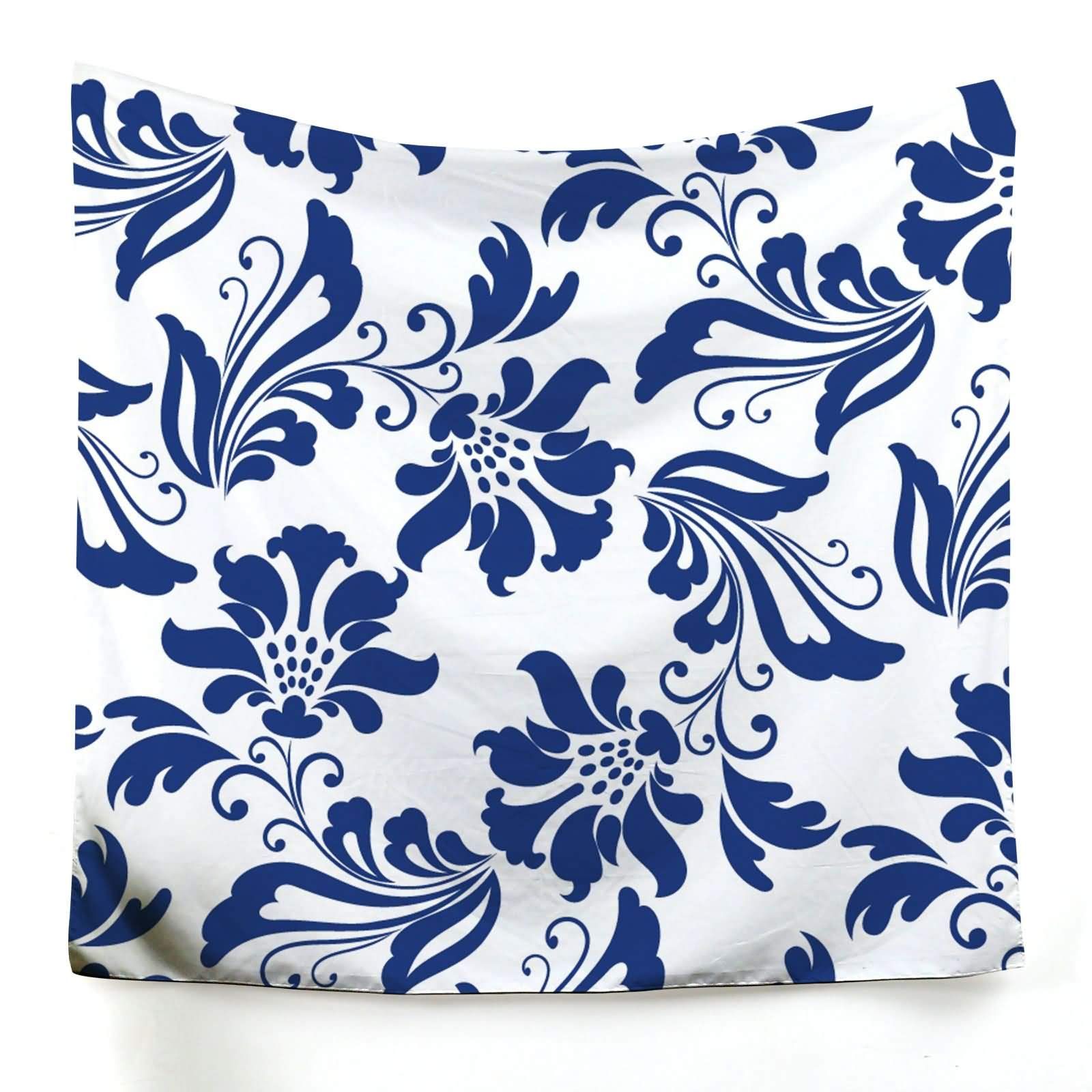 Tapisserie murale motif floral bleu foncé grand format 150x130cm rideau et tenture salon