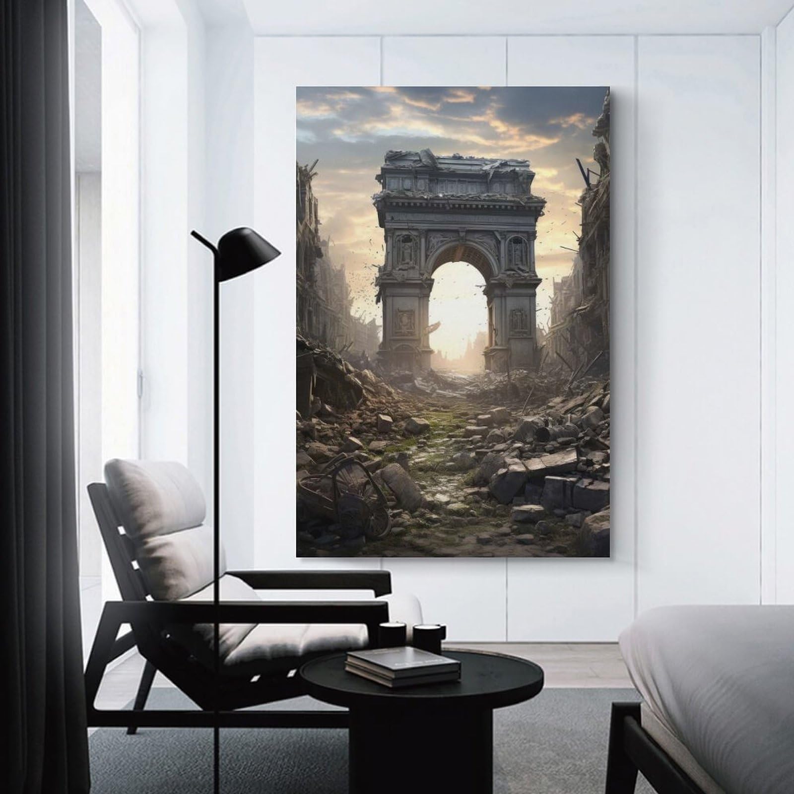 Junmoney Arc De Triomphe Decorative Canvas Print, 24x36inch(60x90cm), for Hallway, Entryway Or Landing, Home Artwork for First Impressions