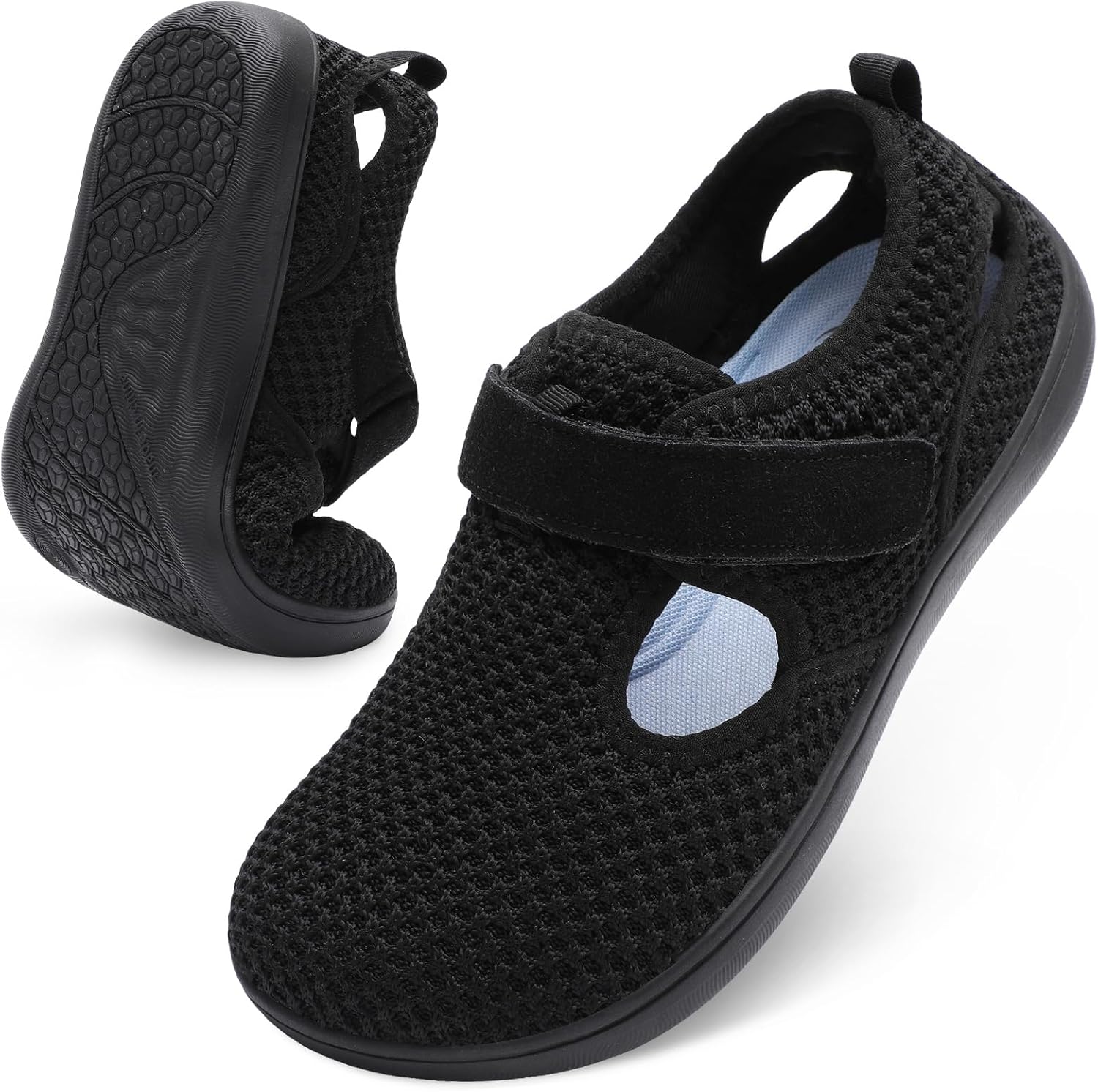 Scurtain Womens Walking Shoes Comfortable Wide Barefoot Shoes Adjustable Diabetic Neuropathy Nursing Shoes Breathable Non Slip Casual Flat Sandals